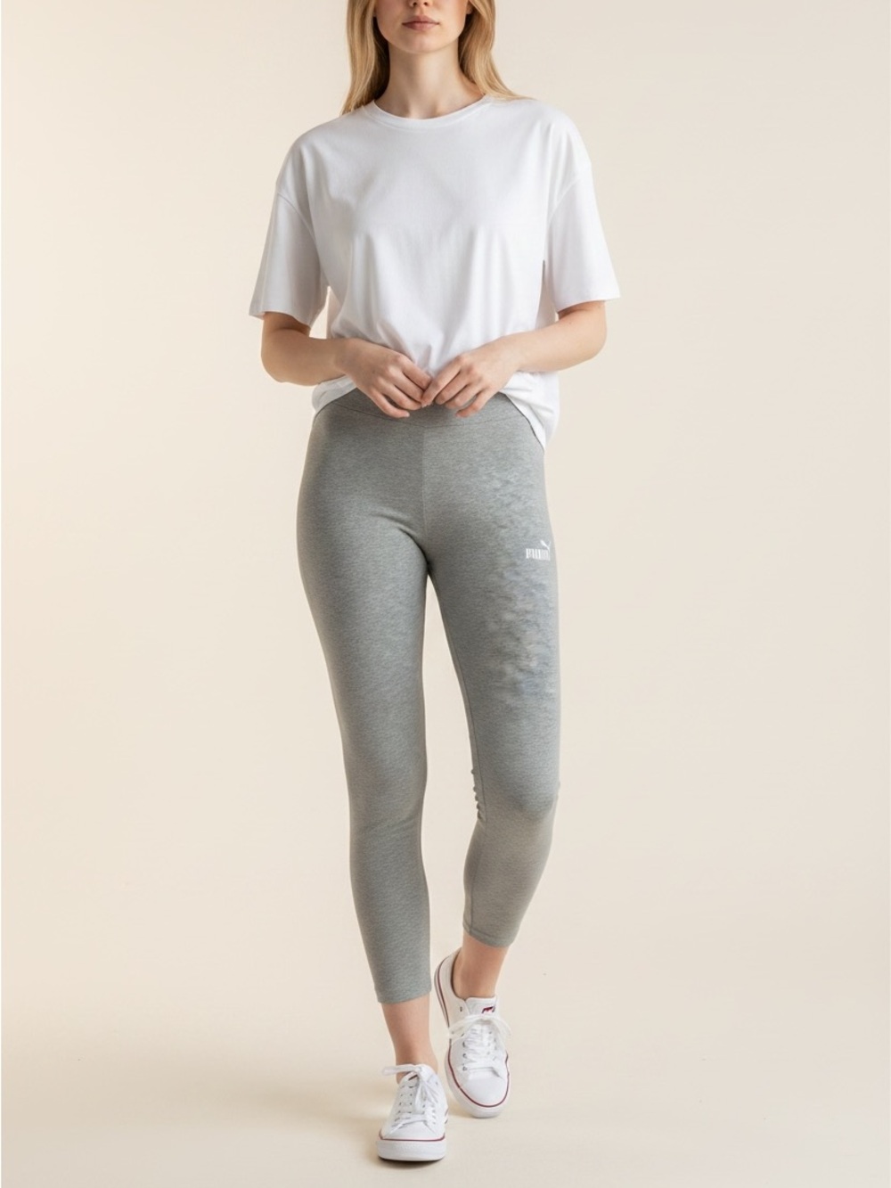 Puma Light Gray Heather High-Rise Leggings- L